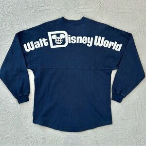 Disney Parks Spirit Jersey Disney World Long Sleeve Shirt Sz XS Navy Blue *FLAW*